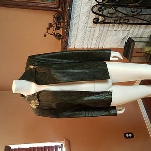 Snake print genuine leather jacket